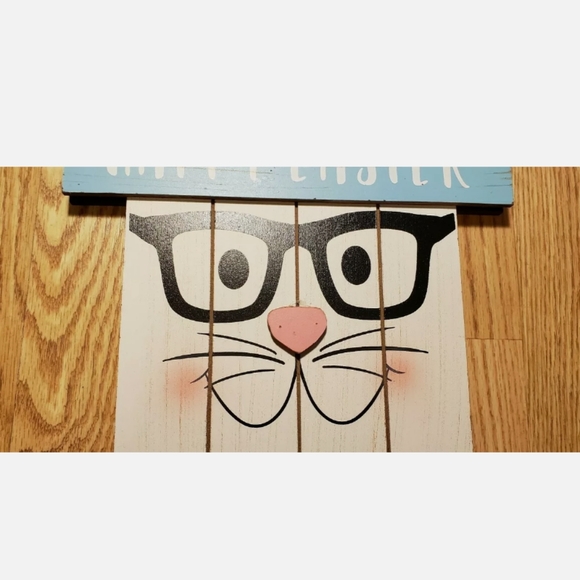 Happy Easter Wood Sign Rabbit CUTE - Picture 5 of 11